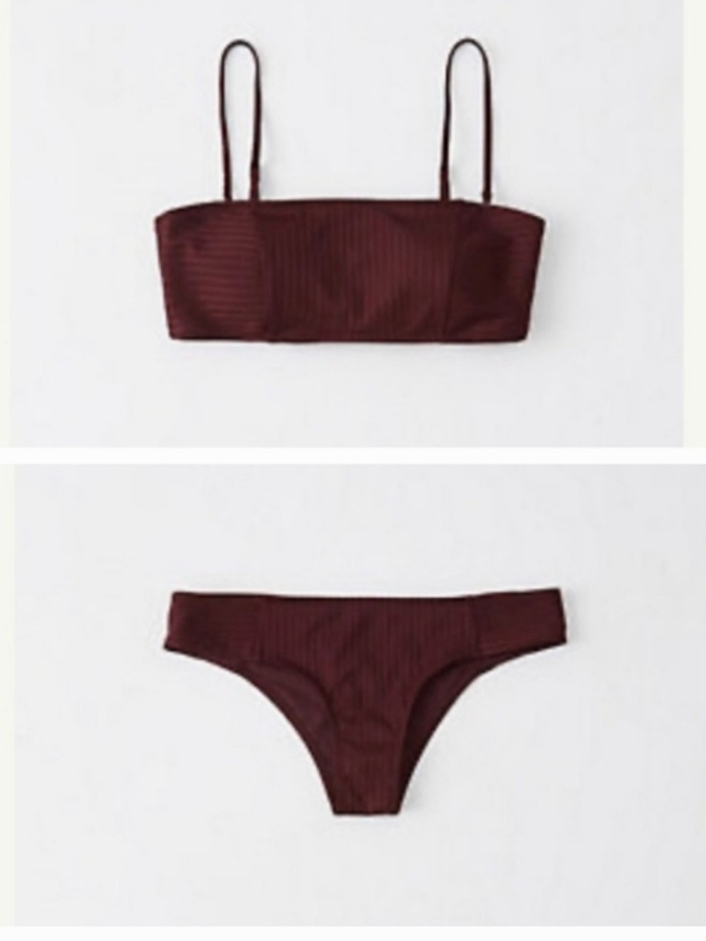 Abercrombie & Fitch Ribbed Bandeau Bikini Set - Burgundy